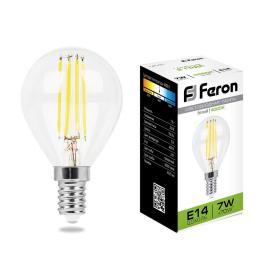 Лампа светодиодная, (7W) 230V E14 4000K, LB-52 Feron